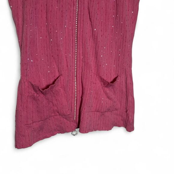 Bright Pink WR Sleeveless Bling Zip Up Top Size Sm Y2K Glam - Picture 3 of 7